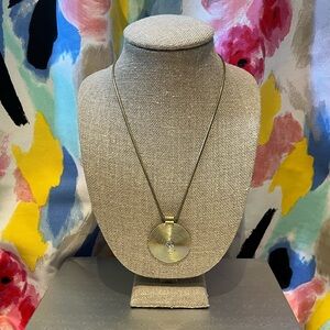 Jessica Simpson Gold Medallion Necklace with Centered Crystal Stone